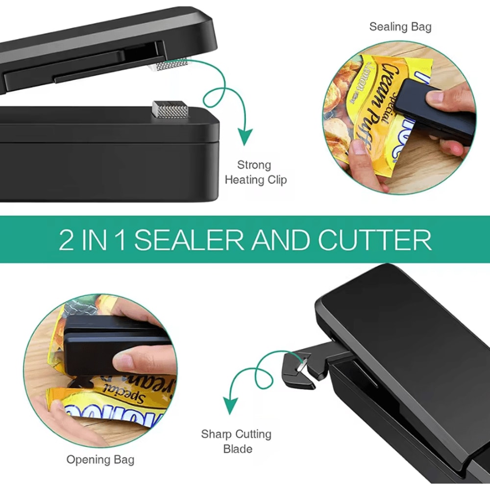 USB Rechargeable Mini Bag Sealer Cutter For Food Storage 1