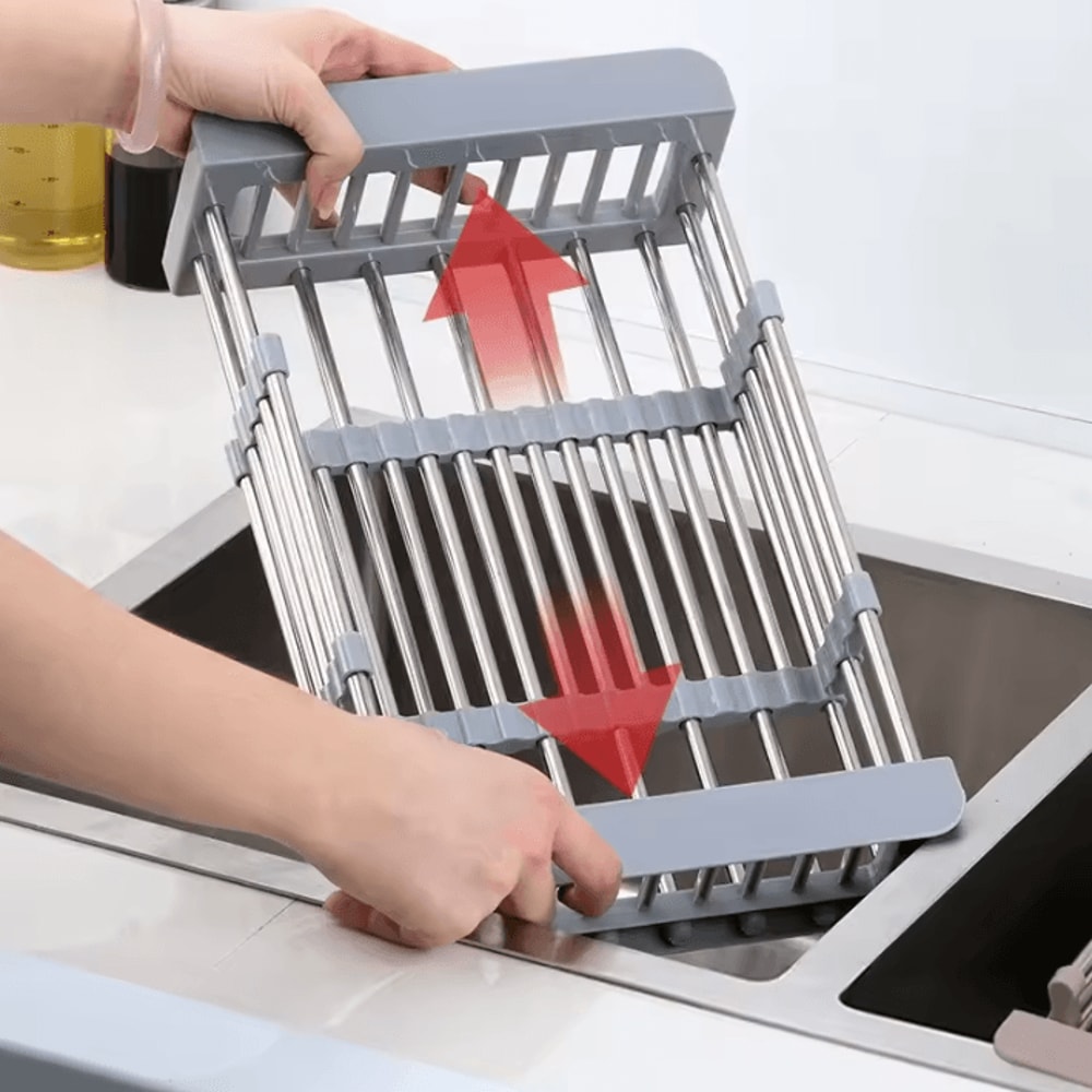Extendable Stainless Steel Sink Drain Rack For Dish Produce Washing 0