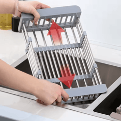 extendable stainless steel sink drain rack for dish & produce washing