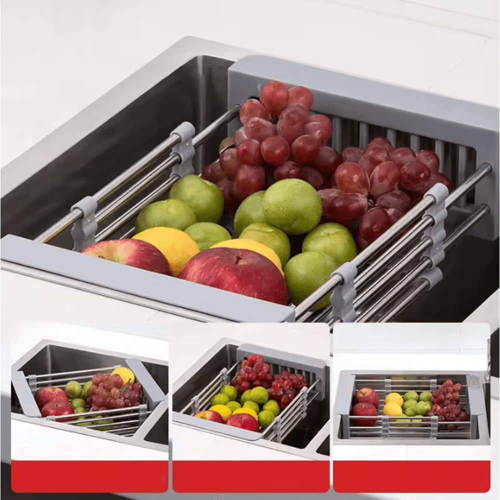 Extendable Stainless Steel Sink Drain Rack For Dish Produce Washing 1