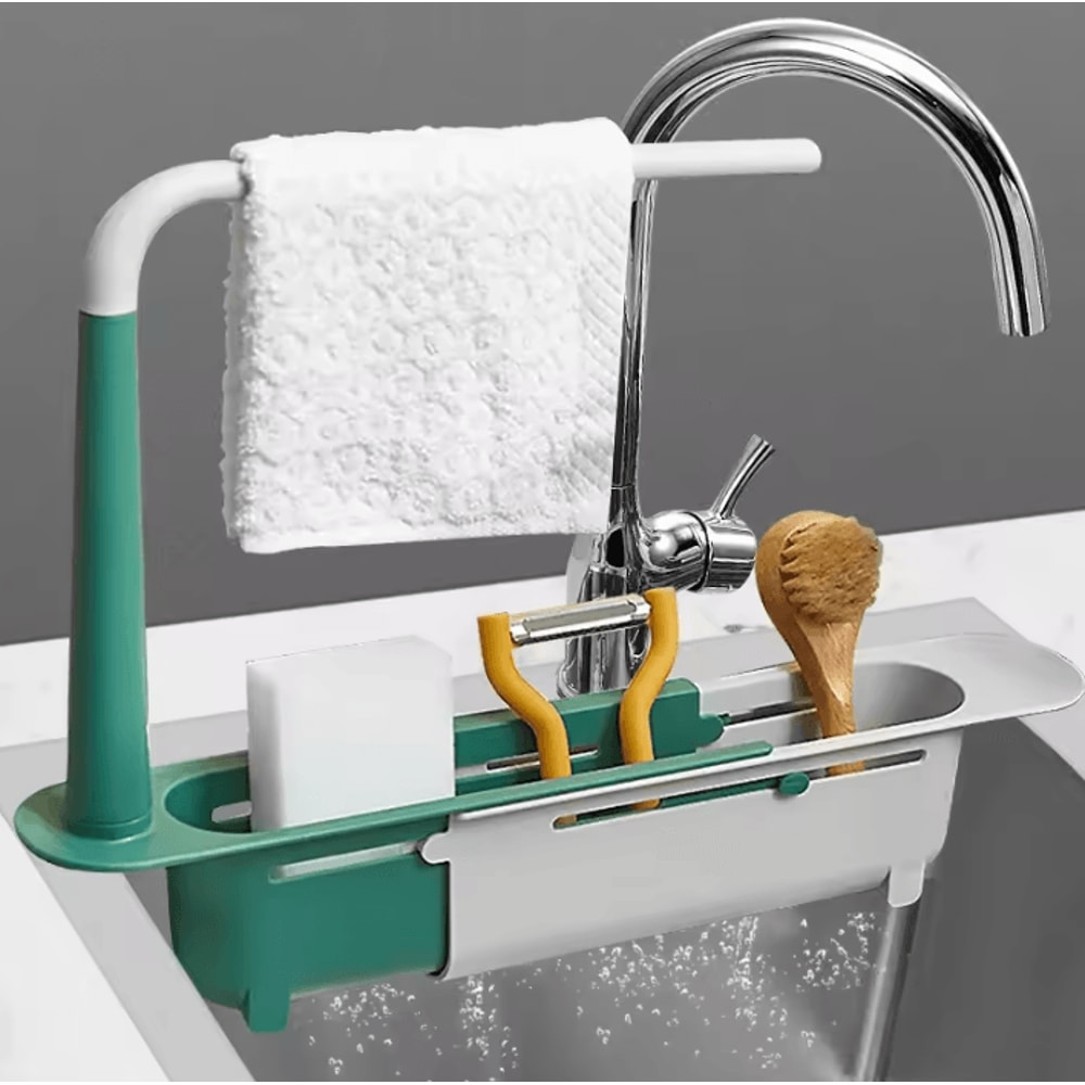 Adjustable Telescopic Kitchen Sink Organizer Rack 0