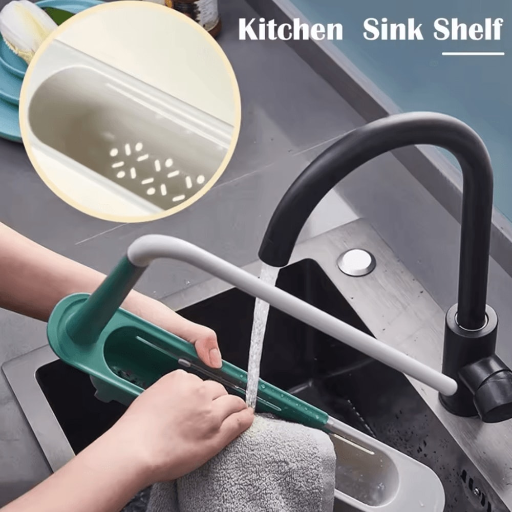 Adjustable Telescopic Kitchen Sink Organizer Rack 1