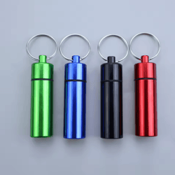 mini waterproof aluminum pill holder keychain for travel & outdoor use