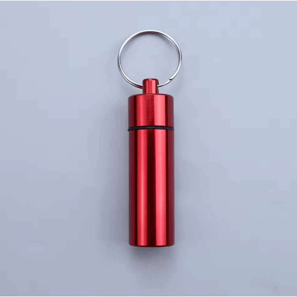Mini Waterproof Aluminum Pill Holder Keychain For Travel Outdoor Use 2