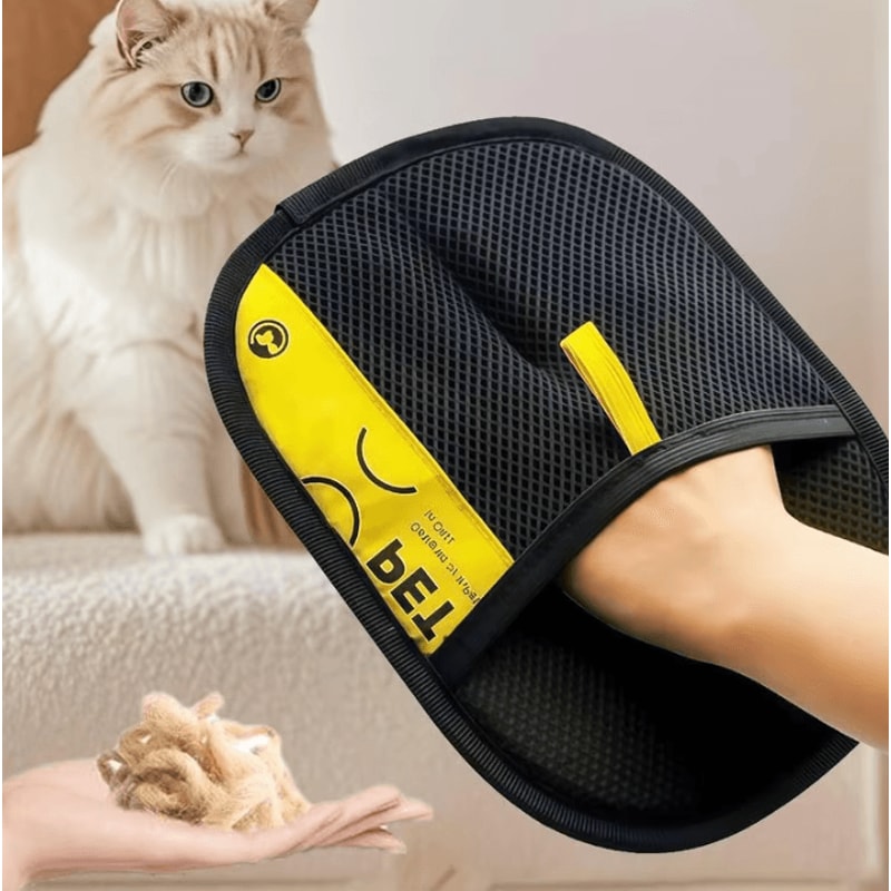 Reusable Pet Hair Remover Grooming Gloves With Lint Roller 1