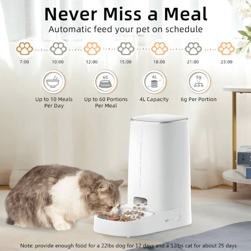 ROJECO Smart WiFi Automatic Cat Feeder For Cats Small Dogs 1