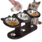 NordPaw Elevated Stainless Steel Cat Bowl With Wooden Stand 0
