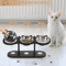 NordPaw Elevated Stainless Steel Cat Bowl With Wooden Stand 2