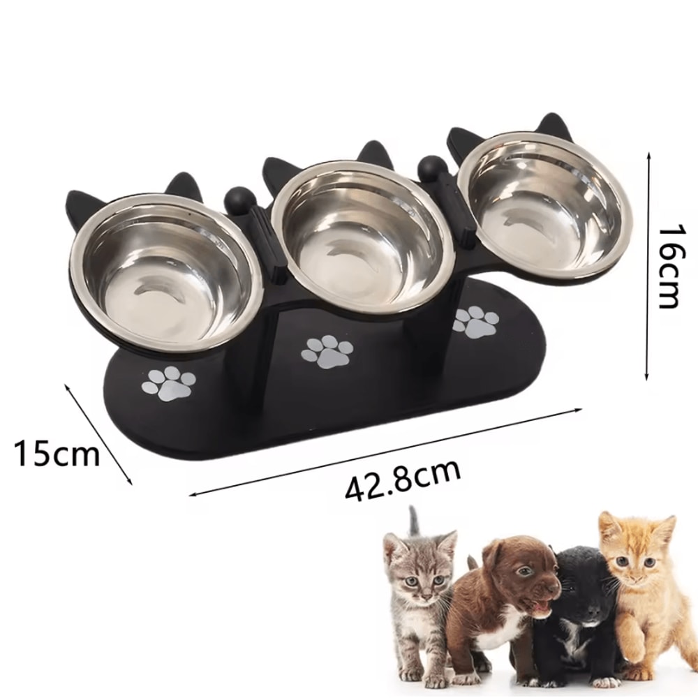 NordPaw Elevated Stainless Steel Cat Bowl With Wooden Stand 4