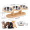 WoodlandPaws Elevated Triple Stainless Steel Cat Bowl Set 1