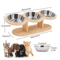 WoodlandPaws Elevated Triple Stainless Steel Cat Bowl Set 4