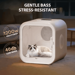 fluffflow ultra-quiet pet dryer box for cats & small dogs