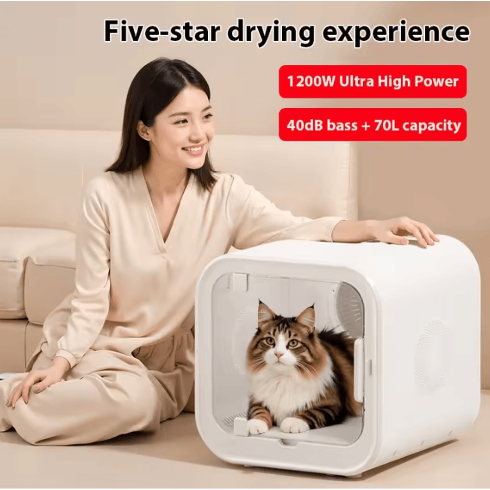 FluffFlow UltraQuiet Pet Dryer Box For Cats Small Dogs 1