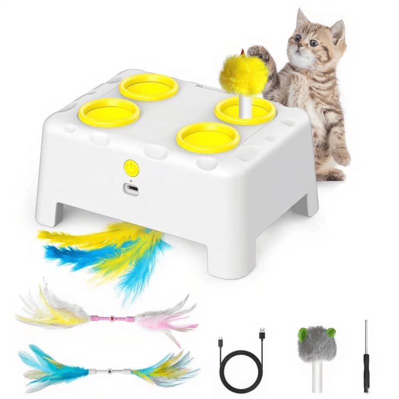 PouncePop Rechargeable WhackAMole Interactive Cat Toy 4