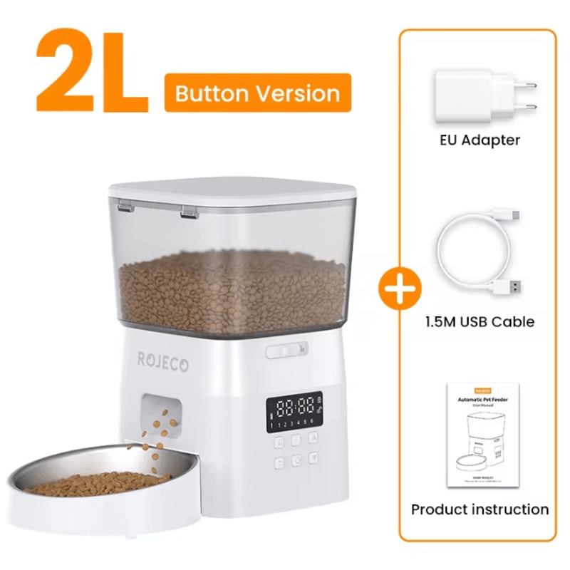 SmartServe ButtonControl Automatic Pet Feeder By ROJECO 4
