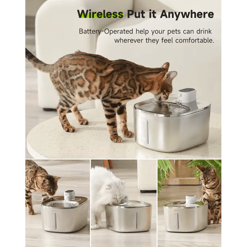 PureFlow Wireless 4L Cat Water Fountain By APETDOLA 1