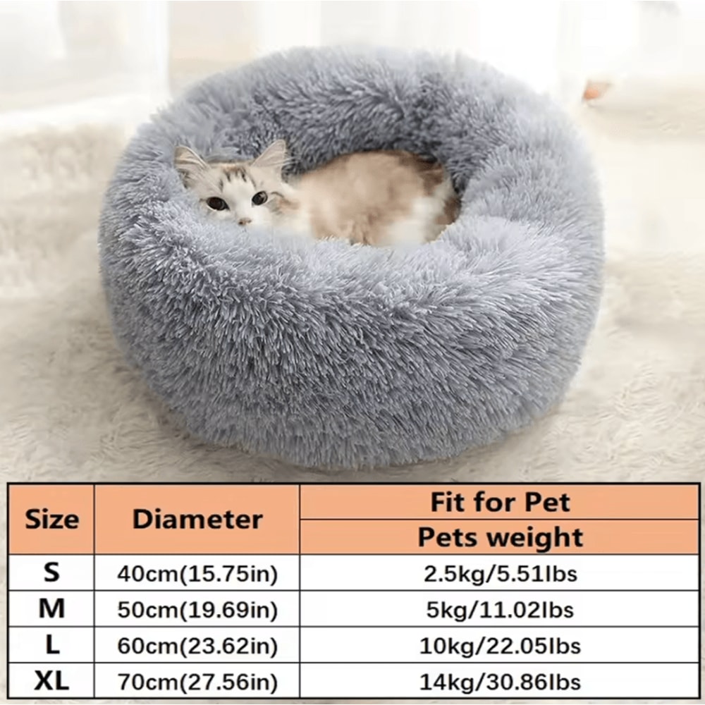 Calming Plush Donut Pet Bed For Cats Small Dogs 2