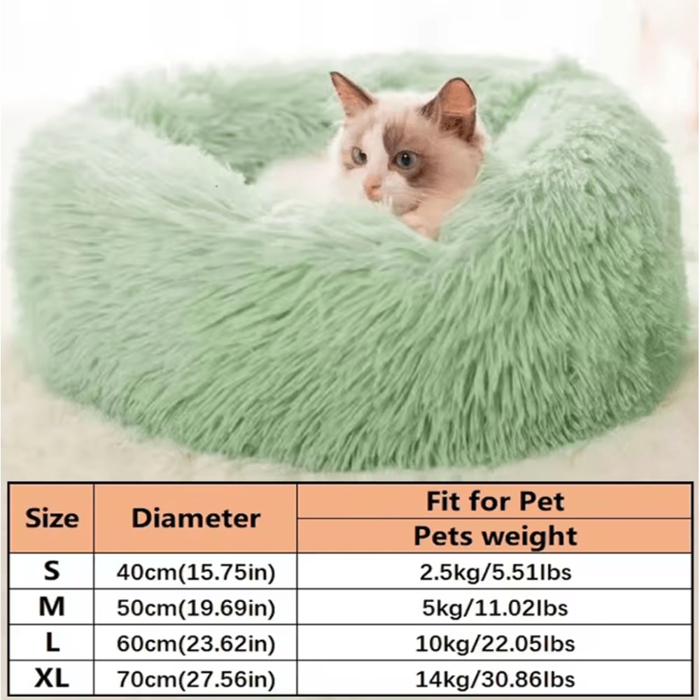 Calming Plush Donut Pet Bed For Cats Small Dogs 4