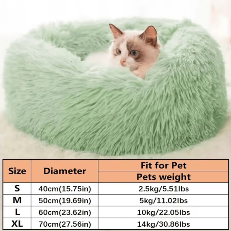 Calming Plush Donut Pet Bed For Cats Small Dogs 4