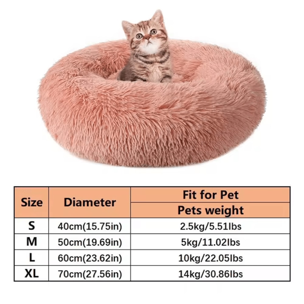 Calming Plush Donut Pet Bed For Cats Small Dogs 5