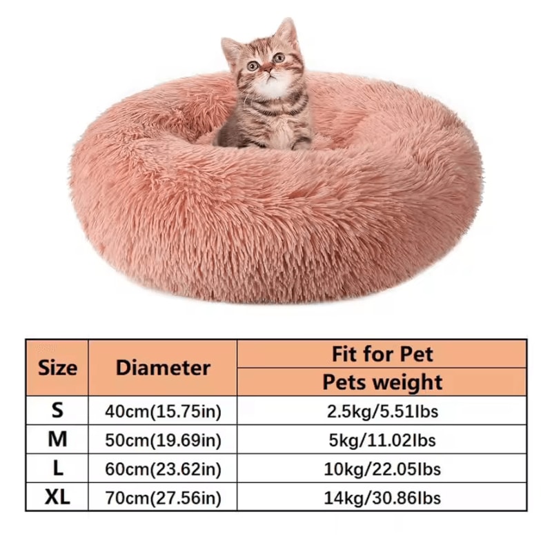 Calming Plush Donut Pet Bed For Cats Small Dogs 5