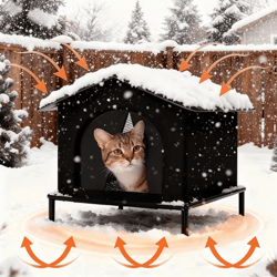 insulated outdoor cat shelter house with cushion & winter protection