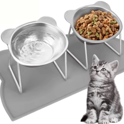 cozytilt elevated stainless steel cat bowl set