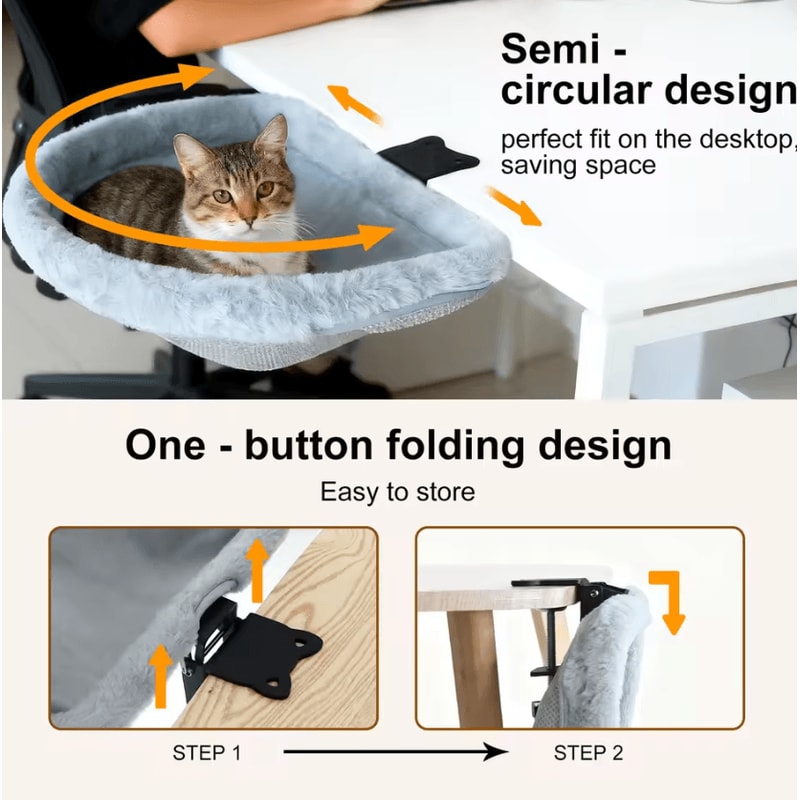 WorkNest Foldable Cat Desk Hammock Bed 3