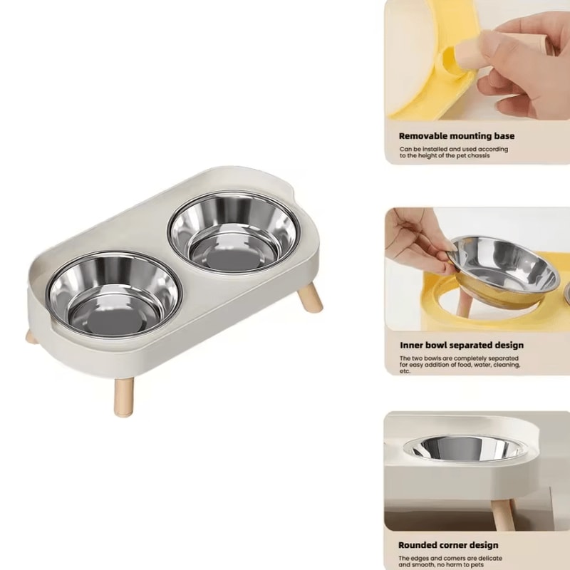 PureEase Double Ceramic Elevated Pet Bowl Set 2