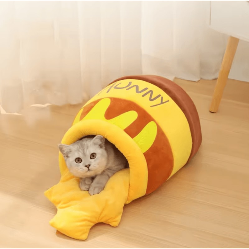 HoneyHaven SemiEnclosed Plush Cat Nest 3