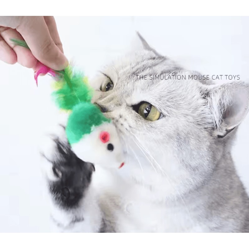 PlayPounce Feather Mouse Cat Toy Set 0
