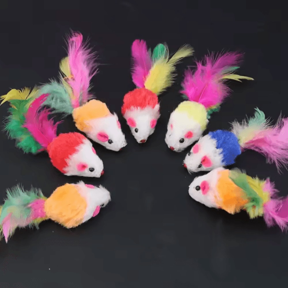 PlayPounce Feather Mouse Cat Toy Set 2