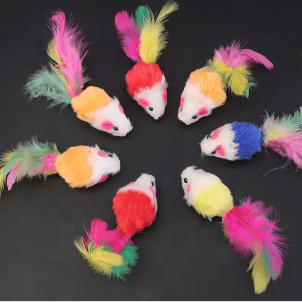 PlayPounce Feather Mouse Cat Toy Set 3