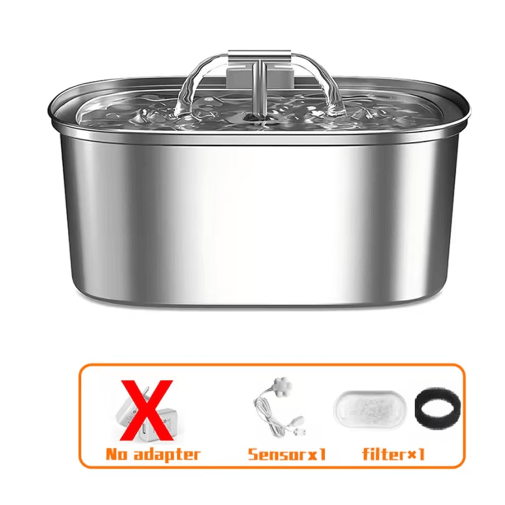 AquaFlow Stainless Steel Pet Water Fountain 3