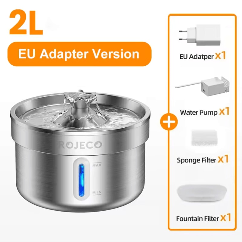 FlowPure ROJECO Stainless Steel Pet Water Fountain 4