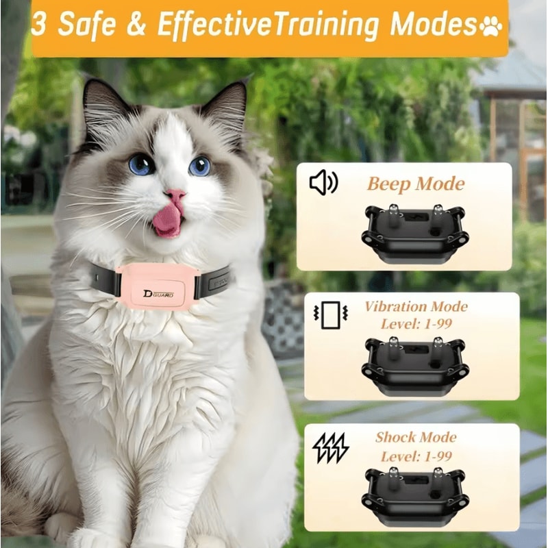 CalmPaw Remote Cat Training Collar With Adjustable Beep Vibration Safety Modes 2