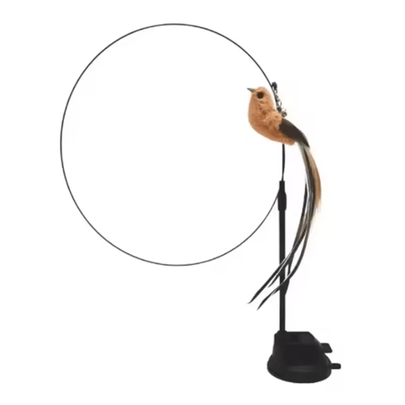 FeatherBounce Interactive Cat Feather Toy With Suction Cup Bell 4