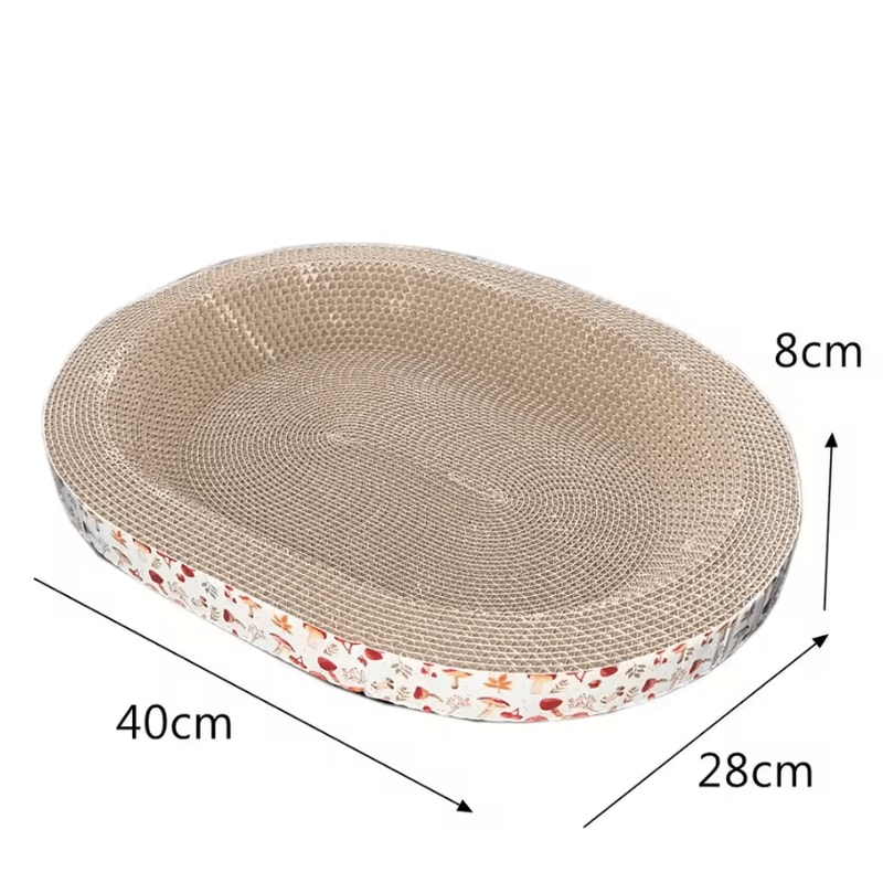 ScratchNest Oval Cat Scratching Board Corrugated Lounger Bed For Indoor Cats 2