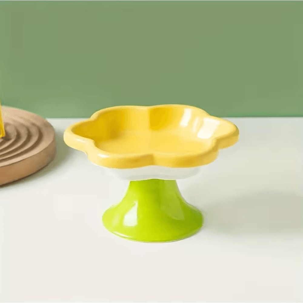 BloomPet Raised Ceramic Cat Bowl With Flower Stand For Neck Protection 3