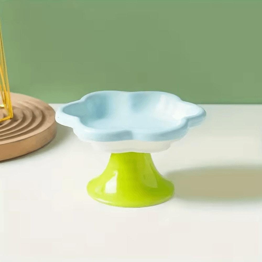 BloomPet Raised Ceramic Cat Bowl With Flower Stand For Neck Protection 4