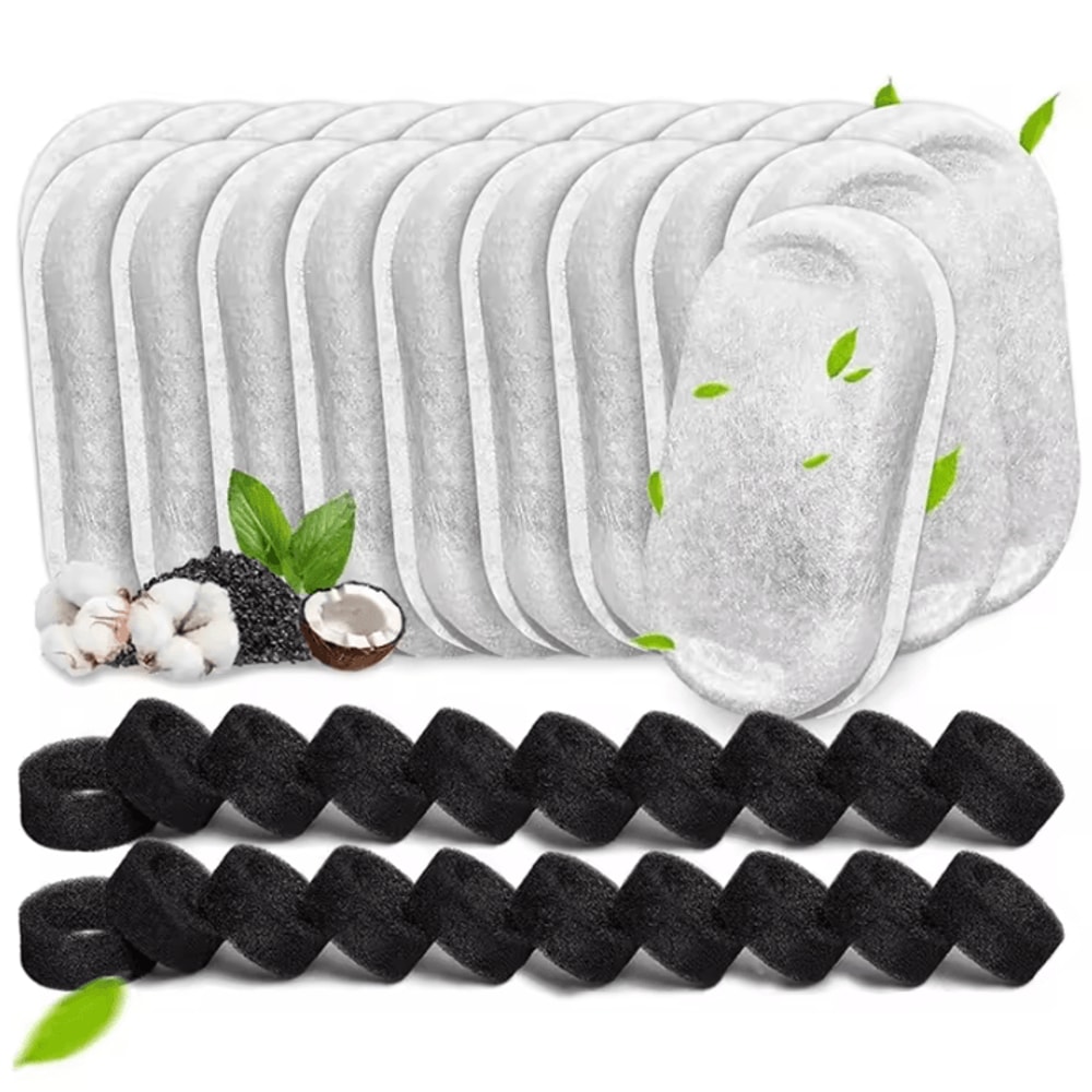 PureFlow 40Pack Cat Water Fountain Filters Pump Sponges For Stainless Steel Pet Fountains 0