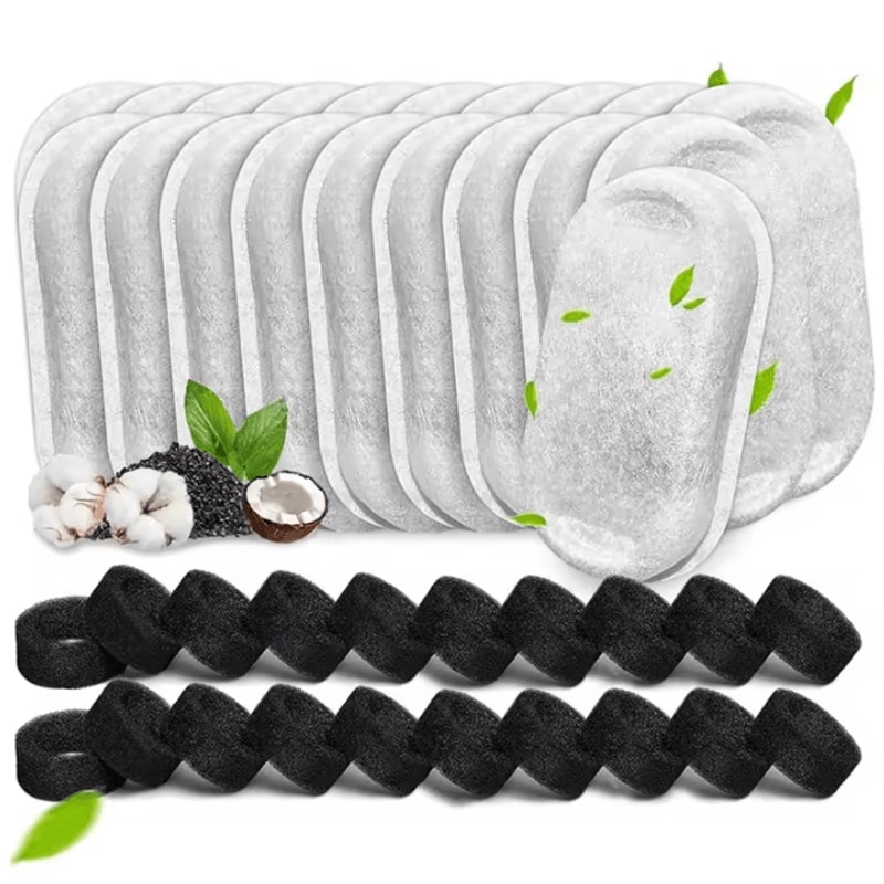 PureFlow 40Pack Cat Water Fountain Filters Pump Sponges For Stainless Steel Pet Fountains 0
