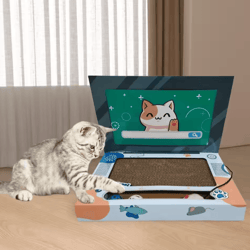 scratchbook foldable laptop cat scratcher & corrugated play board for indoor cats