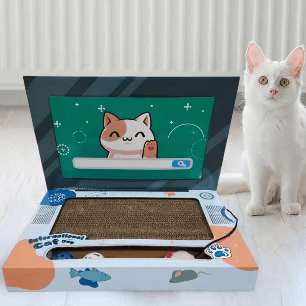 ScratchBook Foldable Laptop Cat Scratcher Corrugated Play Board For Indoor Cats 1