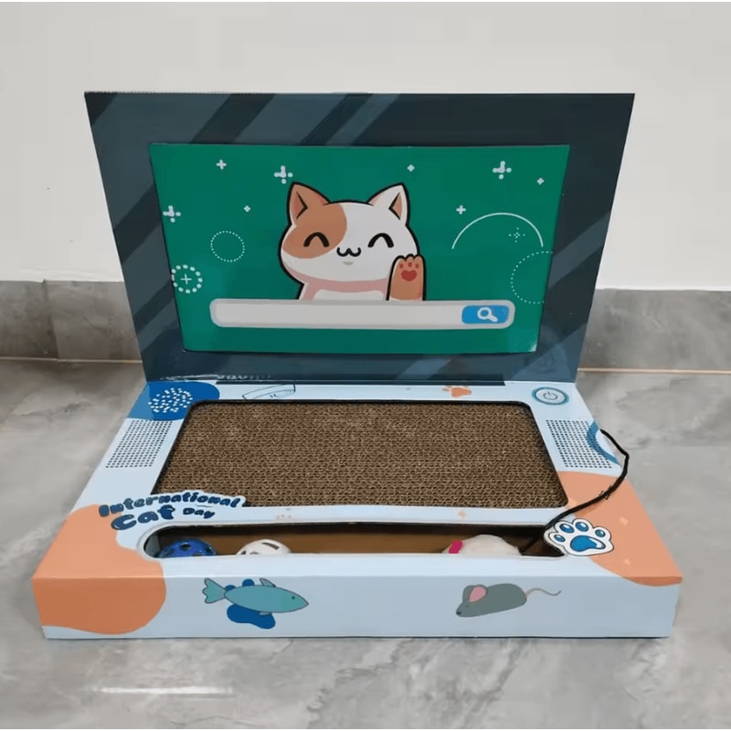 ScratchBook Foldable Laptop Cat Scratcher Corrugated Play Board For Indoor Cats 2