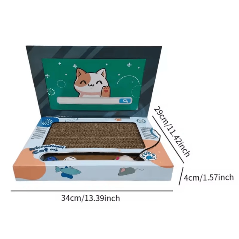 ScratchBook Foldable Laptop Cat Scratcher Corrugated Play Board For Indoor Cats 4