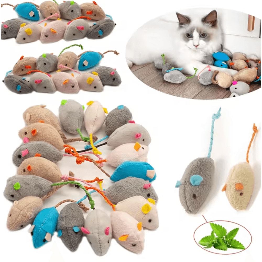 FuzzyPounce Cat Mouse Toys With Catnip Rattle Sound For Indoor Cats 0
