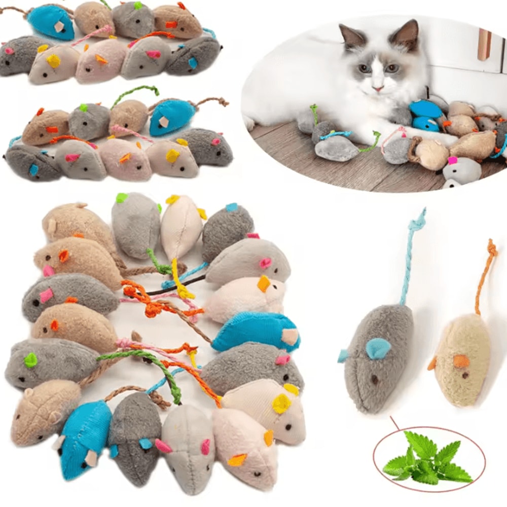 FuzzyPounce Cat Mouse Toys With Catnip Rattle Sound For Indoor Cats 3