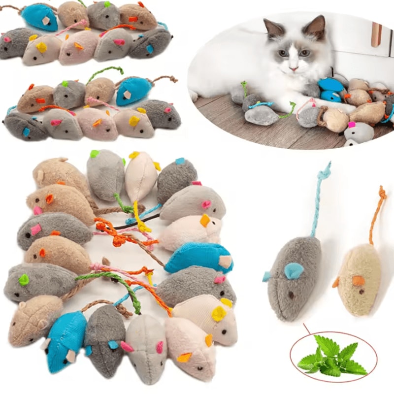 FuzzyPounce Cat Mouse Toys With Catnip Rattle Sound For Indoor Cats 3