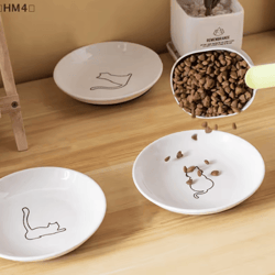 blossomdish ceramic cat bowl with silicone anti-slip pad for food & water